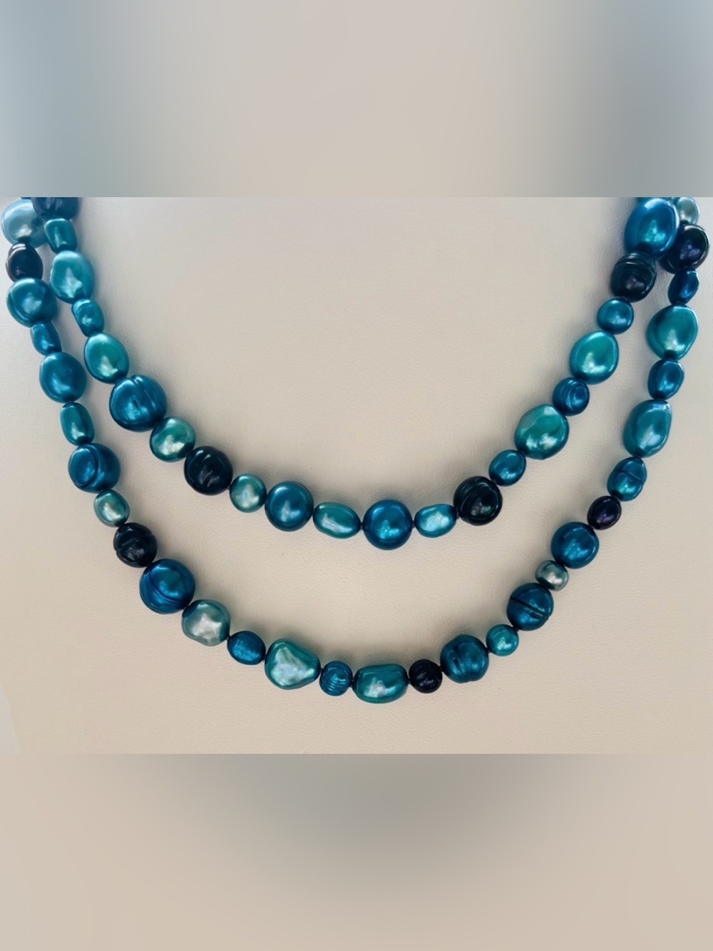 Honora Peacock Freshwater Pearl Double Strand Necklace H 925 Sterling 36”
